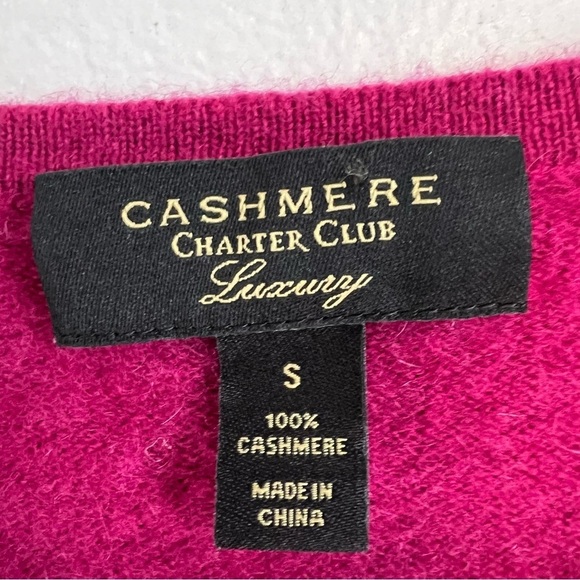 Charter Club Womens 100% Cashmere Crew Neck Sweater Red Sz S Bright Quite Luxury - Picture 5 of 8
